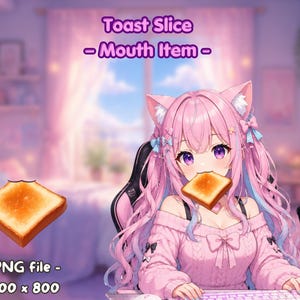 Toast in the Mouth – VTuber & PNGTuber Mouth Prop | Cute VTube Studio Overlay, Kawaii Toast Streaming Asset