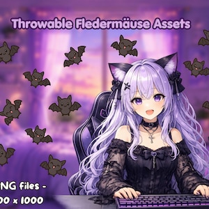Halloween Bat Throwing Items – Digital VTuber Overlay – Compatible with T.I.T.S. & other throwing programs – Stream Decoration