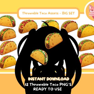 Funny Taco Throwing Items – Big Set – Digital VTuber Overlay – Compatible with T.I.T.S. & KBonk