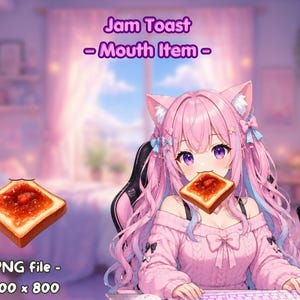 Strawberry jam toast in the mouth – VTuber & PNGTuber Mouth Prop | Cute VTube Studio Overlay, Kawaii Jam Toast Streaming Asset