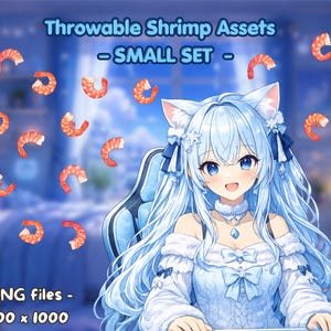 Shrimp Wurf-Items – Small Set – Digitales VTuber Overlay – Kompatibel mit T.I.T.S. & anderen Throwing-Programmen – Stream Dekoration