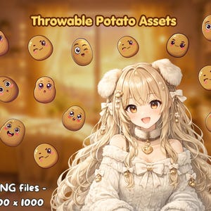 Funny Potato Throwing Items – Digital VTuber Overlay – Compatible with T.I.T.S. & other throwing programs – Stream Decoration