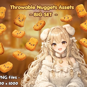 Funny Chicken Nuggets Throwing Items – Big Set – Digital VTuber Overlay – Compatible with T.I.T.S. & KBonk