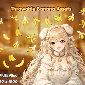 Funny Banana Throwing Items – Digital VTuber Overlay – Compatible with T.I.T.S., KBonk & other throwing programs – Stream Decoration