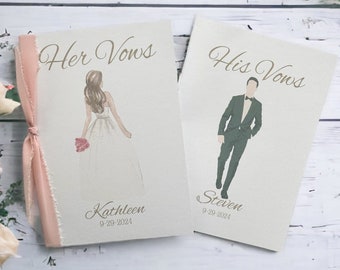 Custom Wedding Vow Book, His and Her Vows, Bride and Groom Gift, Bridal Shower Gift, Wedding Vow Keepsake, Handmade Wedding Vow Book Memento