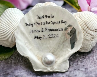 Beach Themed Wedding Thank You Favor, Coastal Wedding Decor, Personalized Seashell Wedding Favors, Mermaid Wedding Decorations