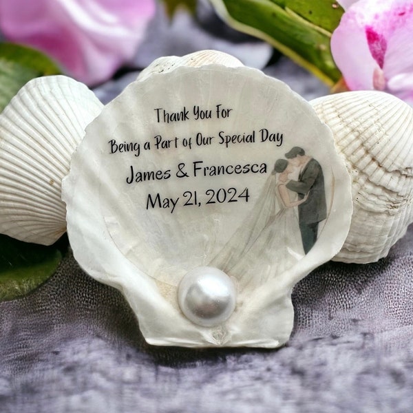 Beach Themed Wedding Thank You Favor, Coastal Wedding Decor, Personalized Seashell Wedding Favors, Mermaid Wedding Decorations