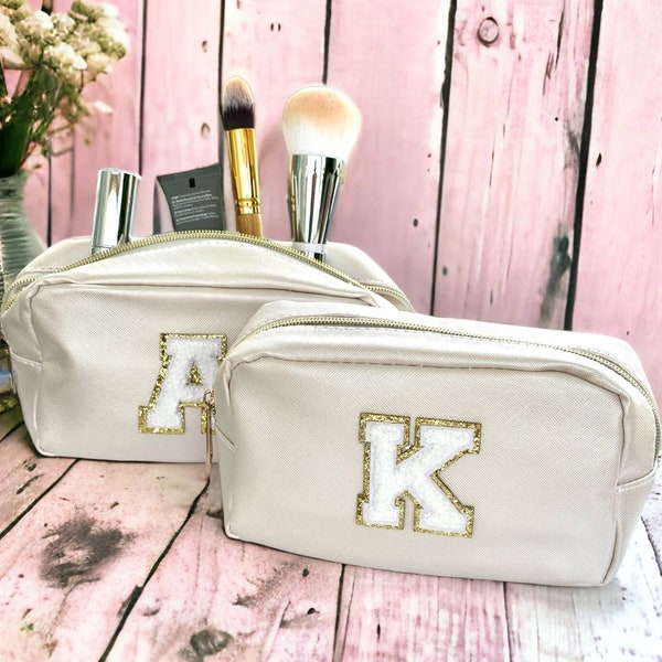 Custom Bridal Party Cosmetic Bag, Monogrammed Toiletry Pouch, Teen Girl Birthday Gift, Personalized Bachelorette Favors, Wedding Party Gift
