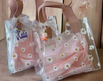 Clear Transparent Personalized Tote Bags, Bridal Proposal Gift Bag, Monogrammed Bachelorette Tote Bag, Personalized Wedding Favor Gift Bag
