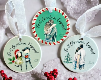 Christmas Engagement Ornament, Custom Engagement Party Gift, Newly Engaged Keepsake, Future Bride and Groom Gift, Christmas Keepsake