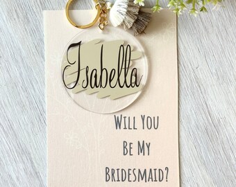 Bridesmaid Proposal, Bridal Party Gift, Personalized Bridesmaid gift, Bachelorette Party Gift, Wedding Gift, Personalized Keychain