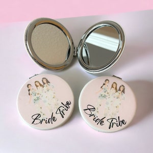 Bride Tribe Bridal Party Favors, Bridal Party Compact Mirror, Bohemian Style bridesmaid Gift, Bridesmaid Proposal Gift Ideas, Boho Decor image 2