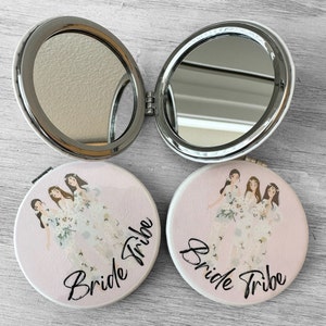 Bride Tribe Bridal Party Favors, Bridal Party Compact Mirror, Bohemian Style bridesmaid Gift, Bridesmaid Proposal Gift Ideas, Boho Decor image 5