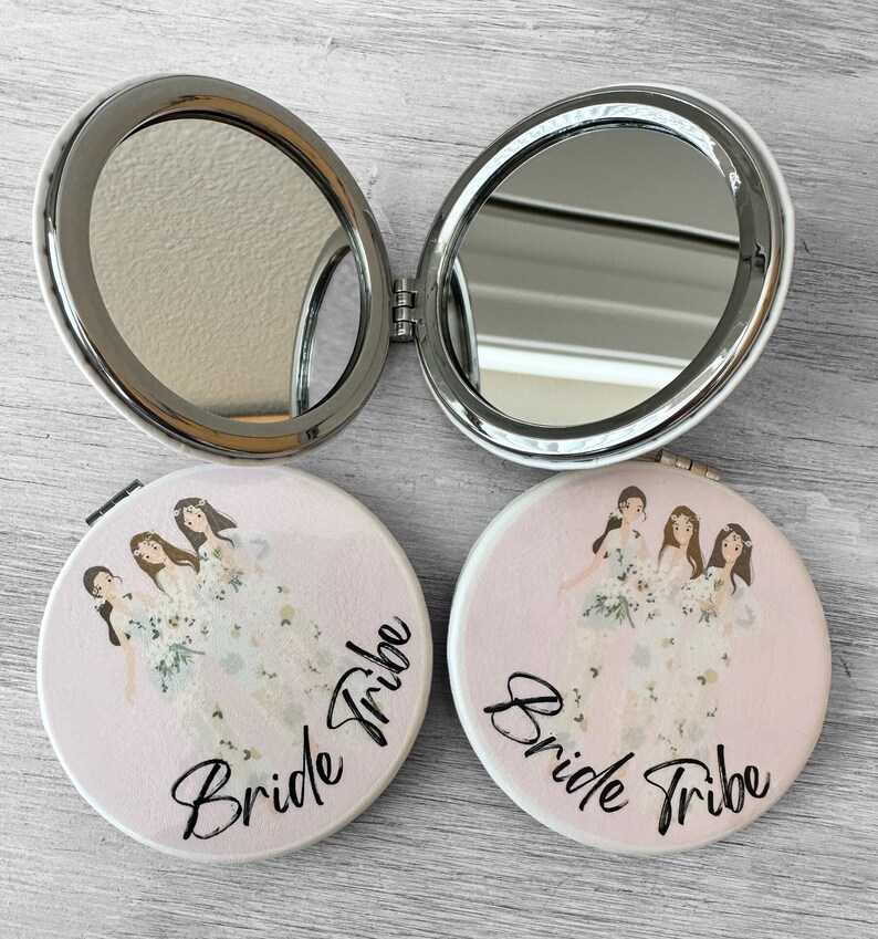 Bride Tribe Bridal Party Favors, Bridal Party Compact Mirror, Bohemian Style bridesmaid Gift, Bridesmaid Proposal Gift Ideas, Boho Decor image 5