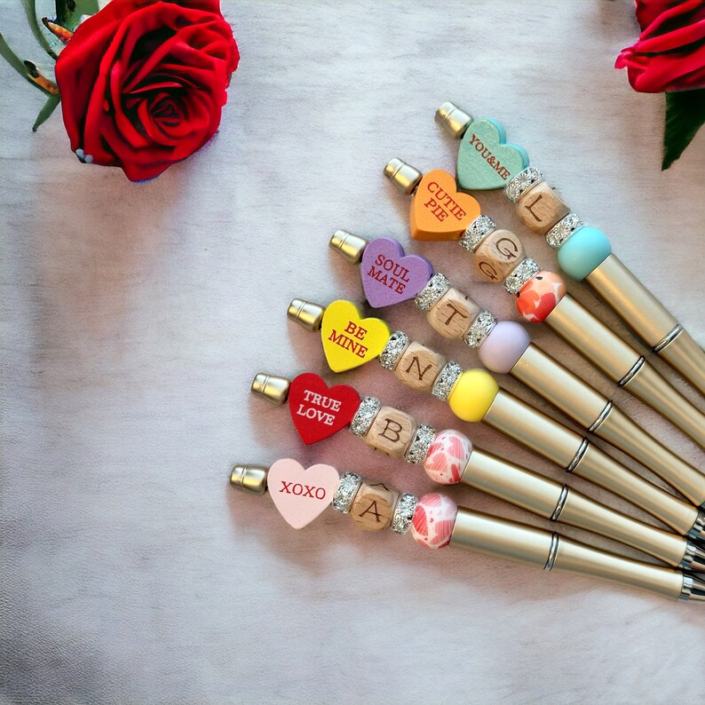 Valentines Day Heart Pen, Monogrammed Heart Pen, Valentines Day Gift, Girlfriend Gift, Best Friend Gift image 6
