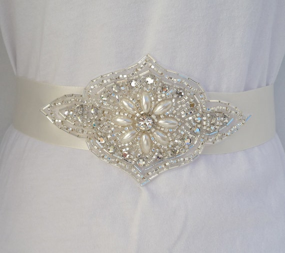 Items similar to Bridal Sash, Rhinestone Sash, Pearl Sash, ARIANNA, Bridal Sash, Rhinestone Sash