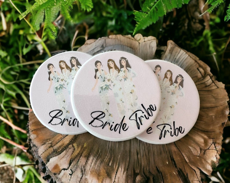 Bride Tribe Bridal Party Favors, Bridal Party Compact Mirror, Bohemian Style bridesmaid Gift, Bridesmaid Proposal Gift Ideas, Boho Decor image 4