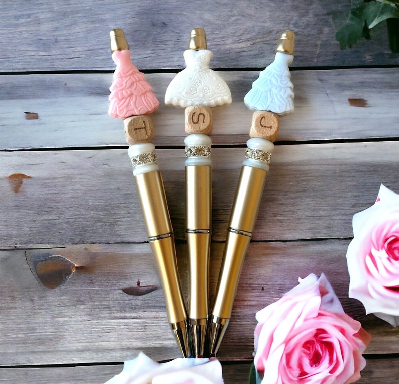 Bridesmaid Proposal Gift, Custom Beaded Pen, Wedding Book Sign in Pen, Bachelorette Party Favors, Hostess Gift, Bridal Shower Decor image 2