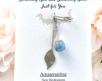 Etwas Blaues Geschenk für die Braut, Edelstein Bouquet Charme, Blauer Edelstein Bouquet Charm, Benutzerdefinierte Aquamarin Bouquet Charm