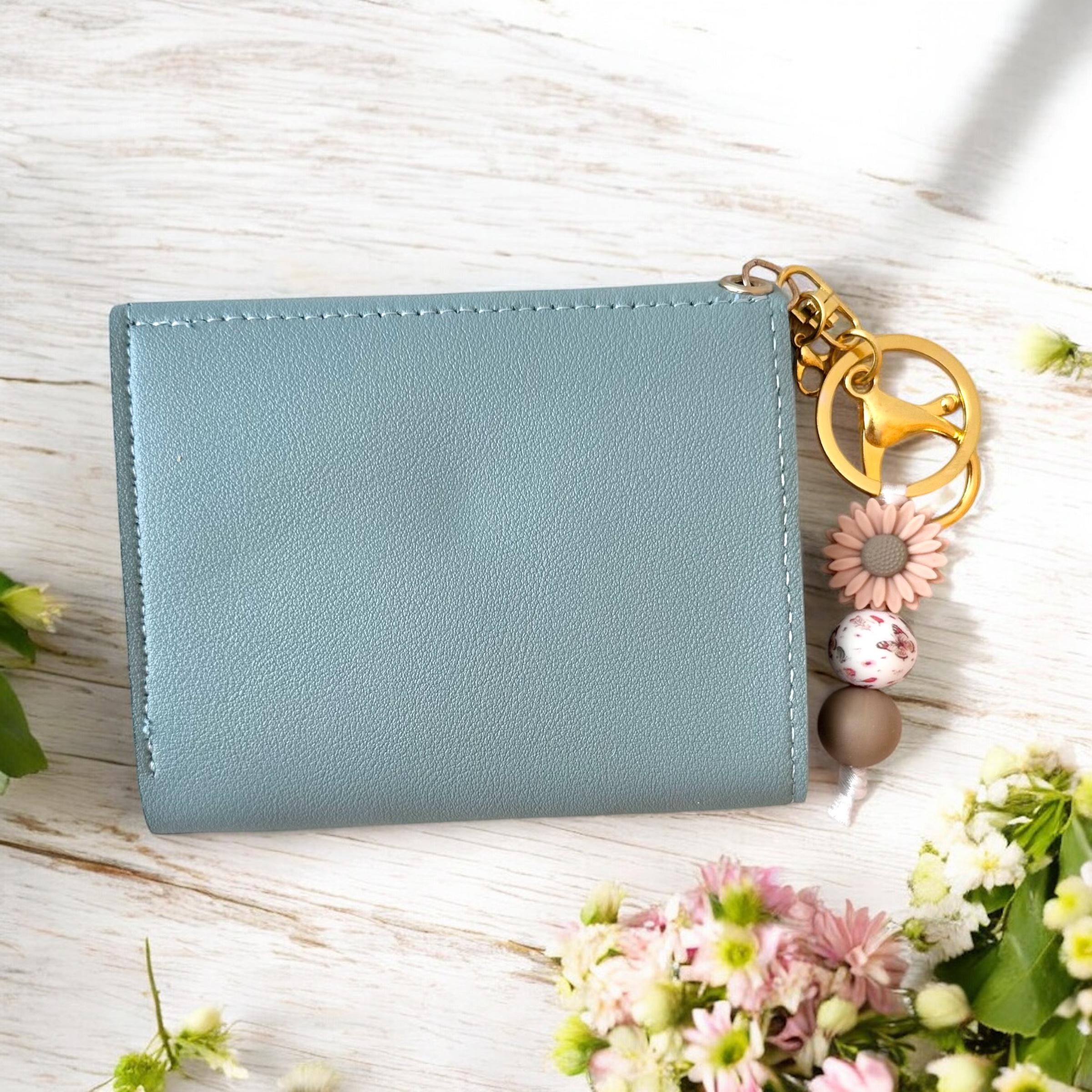 Monogrammed Wallet Keychain, Trifold Wallet for Her, Customized