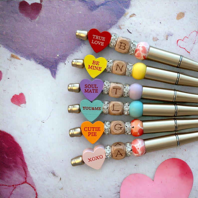 Valentines Day Heart Pen, Monogrammed Heart Pen, Valentines Day Gift, Girlfriend Gift, Best Friend Gift image 4