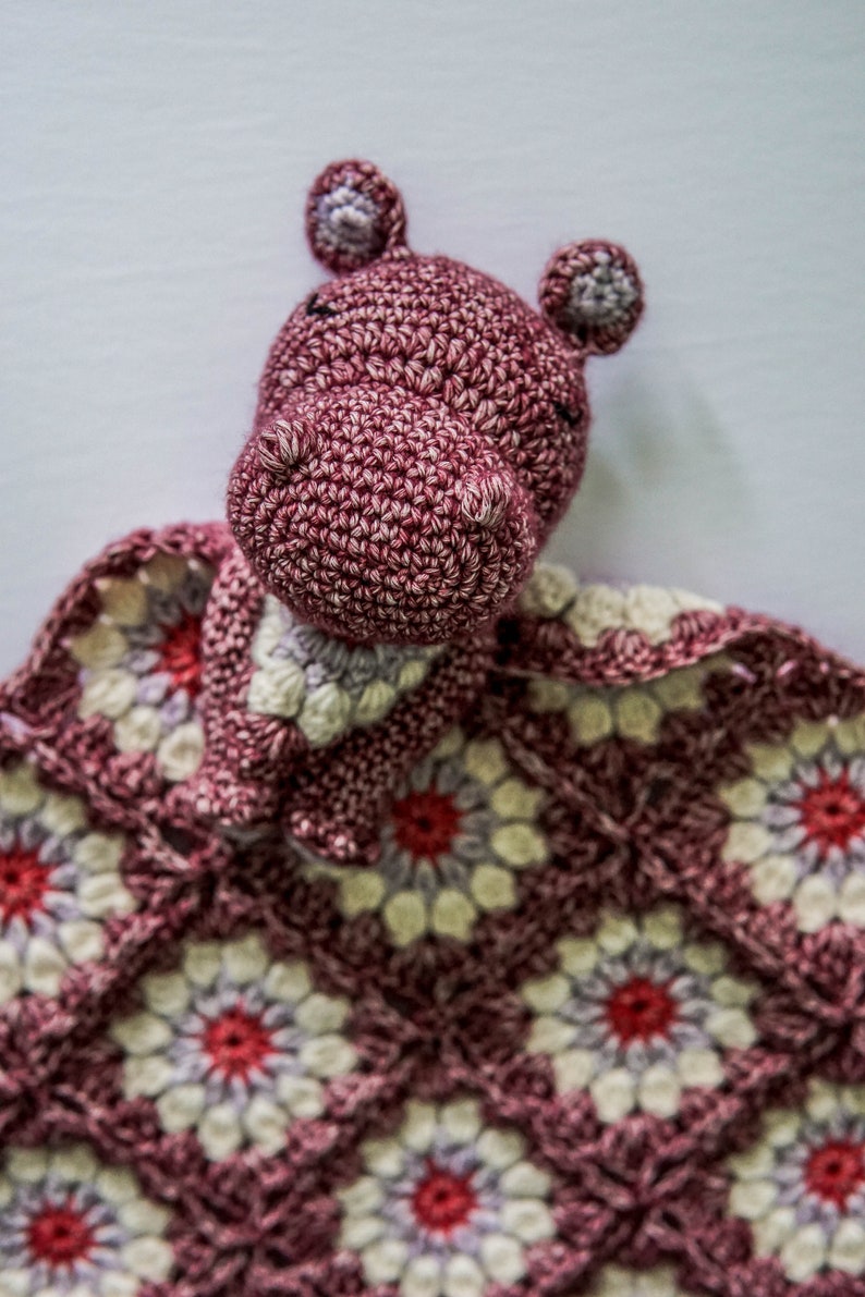 Crochet Lovey Hazel the Hippo Granny Square comforter Etsy
