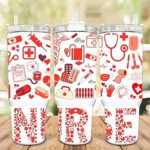 Nurse 40oz Quencher Tumbler Design Wrap | PNG/JPG/PDF Tumbler Sublimation Design Template | Nurses, CNAs, Nursing Student, Gifts for Nurses