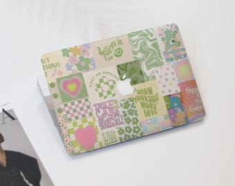 Green Fresh Cute Collage Macbook Air Case | Hard Laptop Case for Macbook Air 11/13/15 Pro 13/14/15/16 2021 2022 2023 Cover | Laptop Sleeve