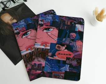 Neon Anime Collage iPad Case for iPad Air 7/6/5,iPad Pro,iPad Mini,iPad Case With Auto Wake/Sleep,Customized iPad Case,Gift for friend