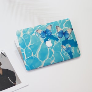 Pool Ripple Blauer Schmetterling Macbook Air Hülle | Hart Laptop Tasche für Macbook Air 11/13/15 Pro 13/14/15/16 2021 2022 2023 Abdeckung | Laptop-Tasche