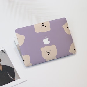 Cute Purple Cartoon Bear Macbook Air Case | Hard Laptop Case for Macbook Air 11/13/15 Pro 13/14/15/16 2021 2022 2023 Cover |Laptop Sleeve