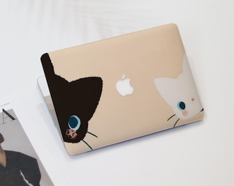 Black & White Cartoon Cats Macbook Air Case | Hard Laptop Case for Macbook Air 11/13/15 Pro 13/14/15/16 2021 2022 2023 Cover | Laptop Sleeve