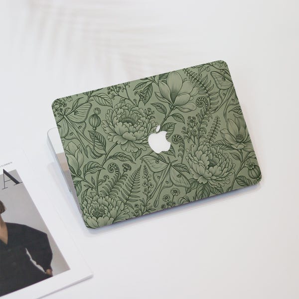 Vintage Floral Line Art Macbook Air Case | Hard Laptop Case for Macbook Air 11/13/15 Pro 13/14/15/16 2021 2022 2023 Cover | Laptop Sleeve