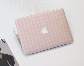 Simple Pink Plaid Pattern Macbook Air Case | Hard Laptop Case for Macbook Air 11/13/15 Pro 13/14/15/16 2021 2022 2023 Cover |Laptop Sleeve