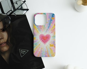 Dreamy Heart Burst iPhone Case,Custom Text iPhone Case,Multi-Device iPhone Protective Case iPhone 17/16/15/14/13/12 Basic/Pro/Mini/Pro Max