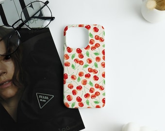 Cute Cherry Pattern iPhone Case,Custom Text iPhone Case,Multi-Device iPhone Protective Case iPhone 17/16/15/14/13/12 Basic/Pro/Mini/Pro Max