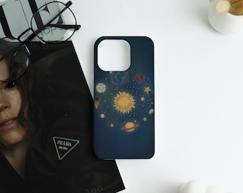 Solar System iPhone Case,Custom Text iPhone Case,Multi-Device iPhone Protective Case iPhone 17/16/15/14/13/12 Basic/Pro/Mini/Pro Max