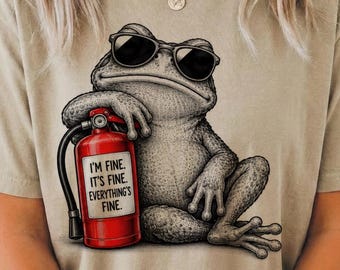 I’m Fine It’s Fine Everything’s Fine Frog Tee, Funny Frog Tshirt, Comfort Color Sarcastic Frog Shirt, Stressed Frog T-Shirt