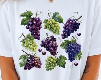 Botanical Grape Harvest Shirt, Aesthetic Vineyard Fruit Tee, Colorful Winery Garden Shirt, Unique Summer Orchard Tee