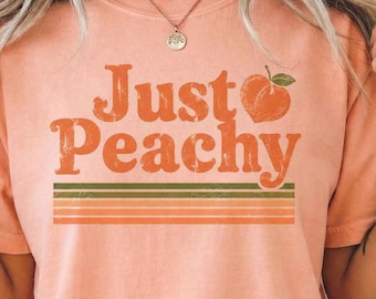 Just Peachy Comfort Colors Tshirt, Retro Peach Fruit Tee, Cute Southern Peachy T-shirt, Trendy Summer Fruit Shirt