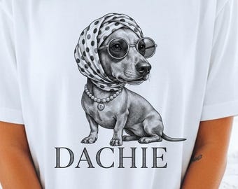 Dachshund Polka Dot Shirt, Comfort Colors Funny Doxie Tee, Retro Dog Pearl T-shirt, Chic Dachie Glasses Shirt