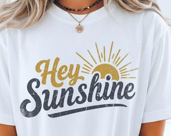 Comfort Colors Sunshine Shirt, Hey Sunshine Tee, Happy Summer Vibe Shirt, Bright Yellow Sun Tee