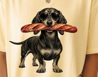 Funny Dachshund Baguette Tee, Comfort Color Dachshund Shirt, Dachshund Bread Lover Tshirt, Cute Sausage Dog T-Shirt