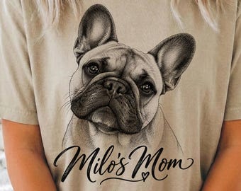 Custom Pet Mom Shirt, Personalized Dog Mom Tee, Comfort Color Pet Portrait Tshirt, Custom Dog Mom T-Shirt