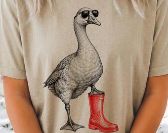 Silly Goose Red Boots Tee, Funny Goose Wellington Boot Tshirt, Comfort Color Silly Goose Shirt, Funny Farm Goose T-Shirt