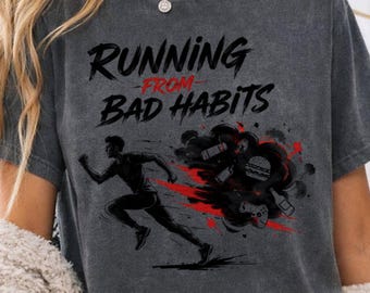 Comfort Colors running tee, Bad habits burger shirt, Humorous fitness gaming t-shirt, Cute athlete cardio sports tee