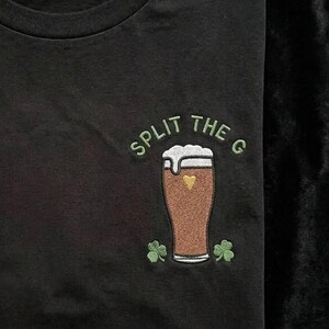 Geborduurd split-the-G-T-shirt voor St. Patrick's Day, uniseks sweater en hoodie