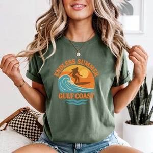 Boho beach shirt retro surf tee Gulf Coast summer shirt vintage surfer t-shirt coastal graphic tee unisex beach vibes retro graphic top