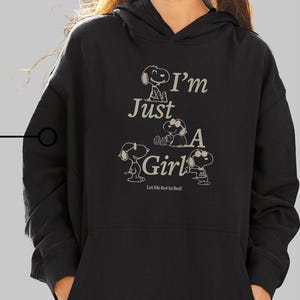 Just a Girl Hoodie, Funny Snoopy Hoodie, I’m Just a Girl Let Me Rot in Bed Graphic Hoodie, Aesthetic Dog Cartoon Meme Hoodie for Women