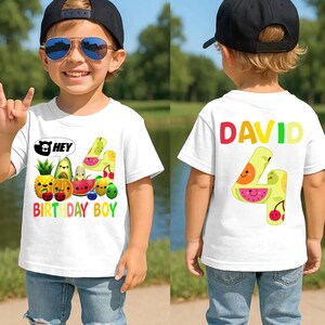 Fruit Birthday One Shirt | Boy Birthday Shirt | Family shirts | Birthday Shirts | Kids Birthday Shirt | Custom Name Number | Dancing fruit White